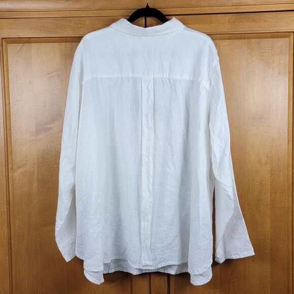 Flax Women's White Linen Button Down Shirt - Size 24-26 - Picture 3 of 9